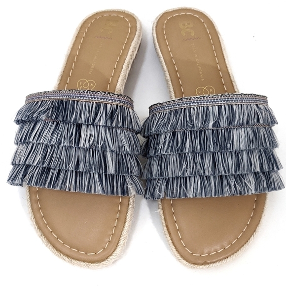 BC Footwear Shoes - BC Born in California Vegan Fringe Espadrille Slides 7.5